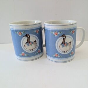 Vintage 1985 George Good Fabrizio Country Goose Coffee Mugs Set of 2 Japan